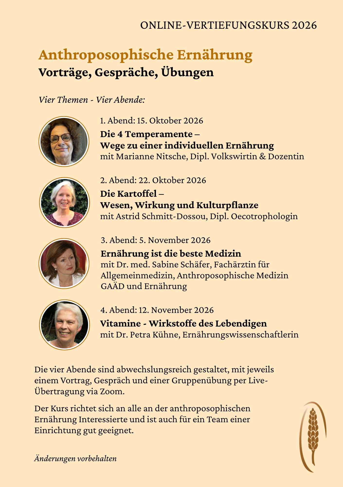 Vertiefungskurs - Anthroposophische Ernährung