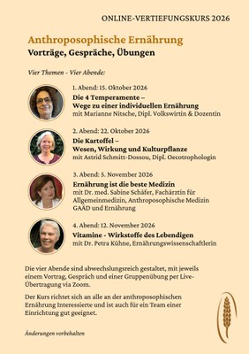 Vertiefungskurs - Anthroposophische Ernährung