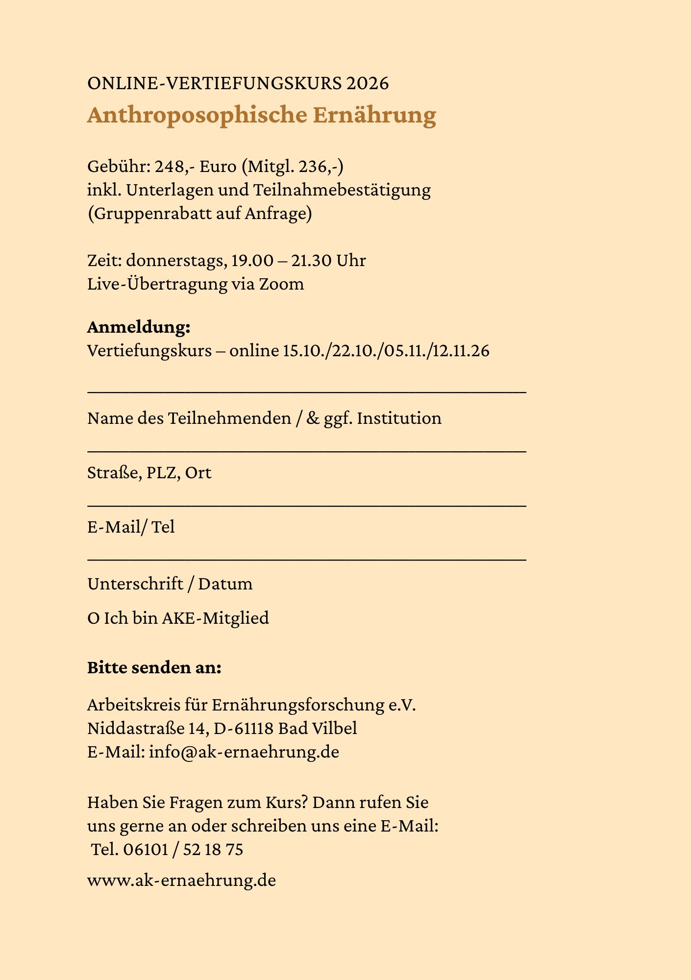 Vertiefungskurs Anmeldeformular 2026 2